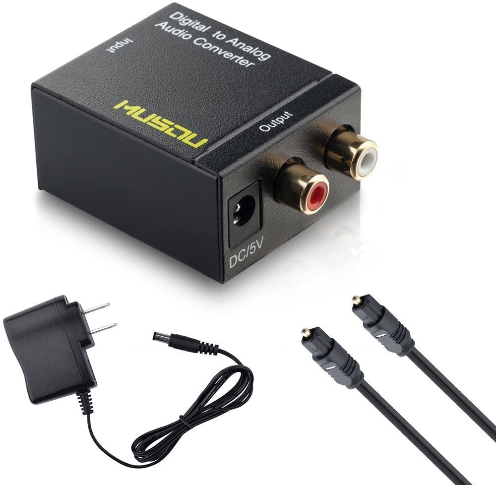 Musou Digital Optical Coax to Analog RCA Audio Converter Adapter with Fiber Cable