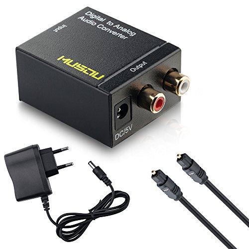 Musou Digital Optical Coax to Analog RCA Audio Converter Adapter with Fiber Cable